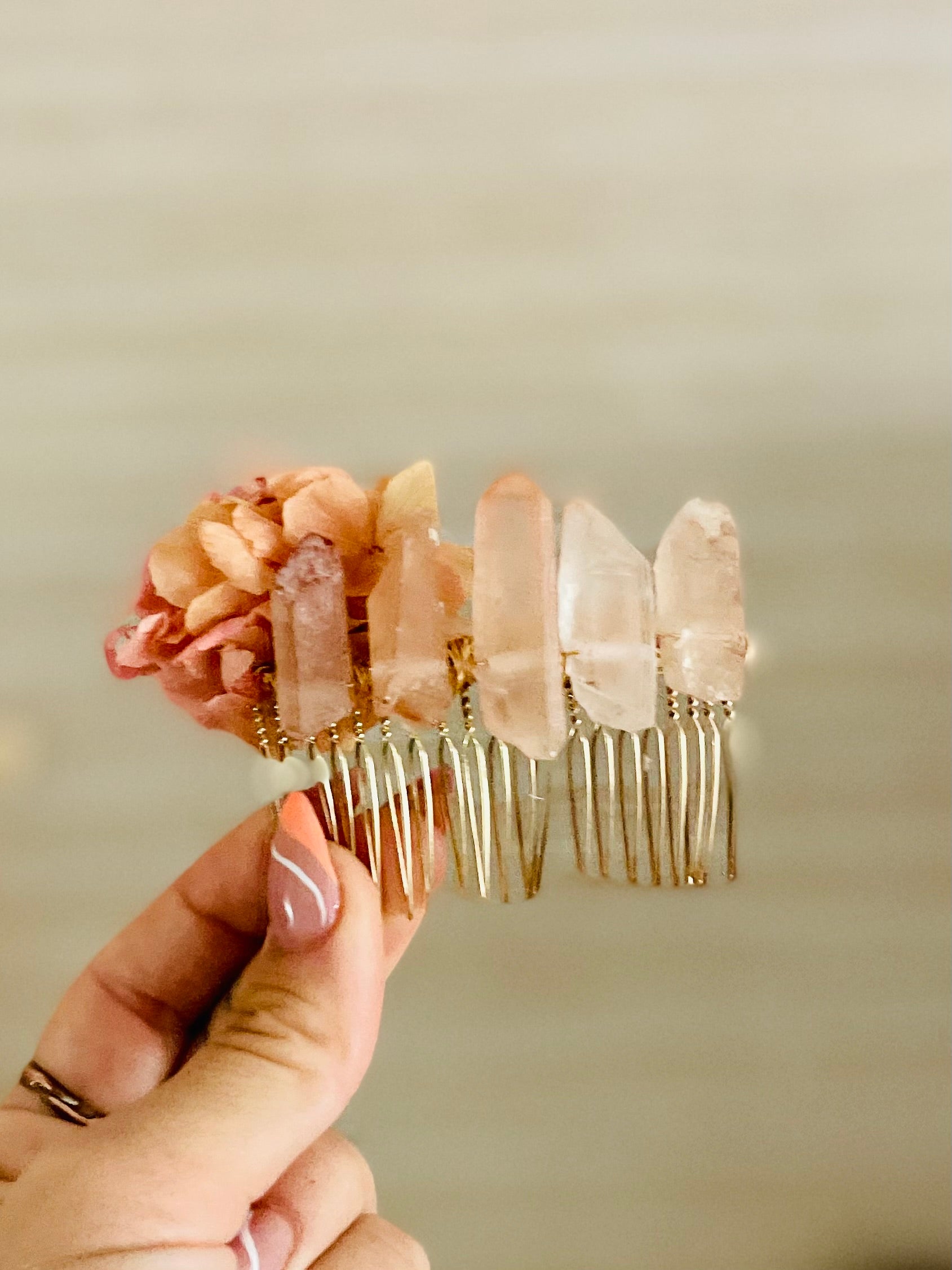 Crystal and Floral Comb